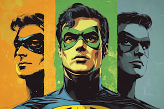 illustrate a superhero pop art portraits