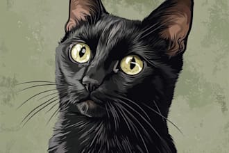 make a beautiful portrait of your pet, cat,dog