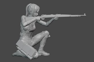 design 3d anime figurines  stl 3d print manga character zbrush 3d figures toys