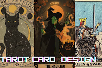 create custom tarot card illustration zodiac oracle tcg playing card