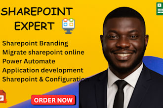 develop sharepoint site branding, spfx webparts, power apps, automate
