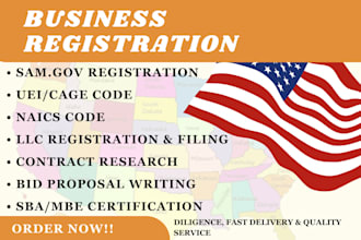 do sam gov registration, uei, cage code, llc registration