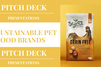 design a UK USA ca asia ger winning pitch deck for sustainable pet food brands