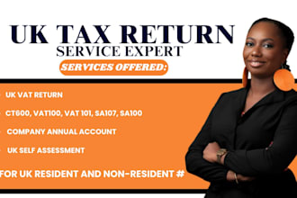 prepare UK self assessment ct600 vat return and corporate tax