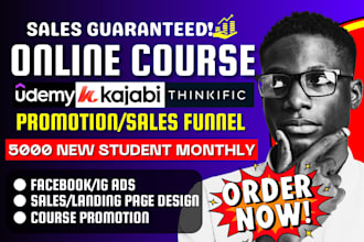 udemy online course promotion, kajabi health and fitness course sales marketing