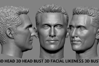 do 3d head 3d bust 3d facial likeness 3d head bust metahuman head for printing