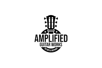 design music guitar repair shop logo