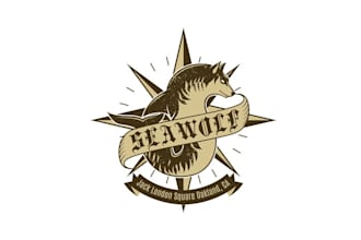 create a vintage sea wolf particular logo for a new pub