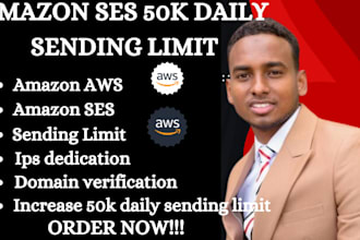 setup amazon ses account and increase 50k daily sending limit with smtp setup