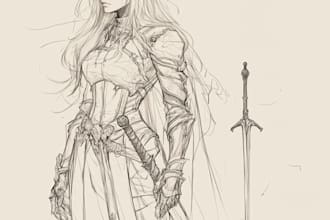 draw fantasy character design or fan art sketch for you