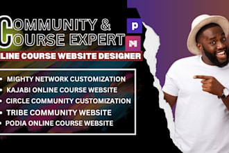 setup mighty networks, kajabi circle tribe podia community online course website