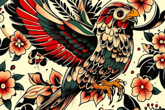 create custom logo old school traditional tattoo design