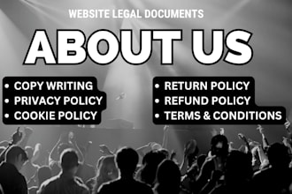 draft about us page refund policy copy writing shipping privacy gdpr cookies