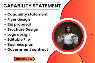 write and design a professional capability statement and capability statement