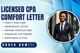 prepare CPA comfort letter tax return filing income verification mortgage letter