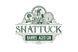 design powerful barrel aged gin bottle logo