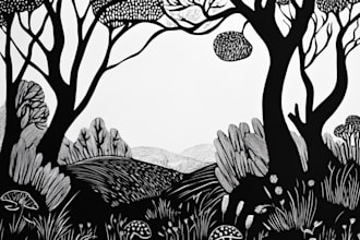 make a linocut or woodcut illustrations