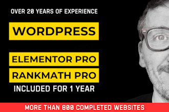 create a wordpress website with paid plugins elementor pro and rank math pro