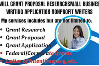 grant proposal, research,small business writing application nonprofit writers