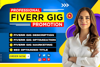 write SEO optimized fiverr gig title, description, fiverr gig image, and profile
