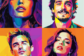 turn your photo into professional digital wpap pop art portrait