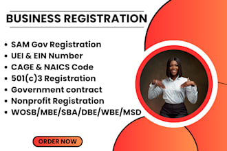 non profit business registration, sam gov, 501c3 mbe ein cage code uei mbe 8a