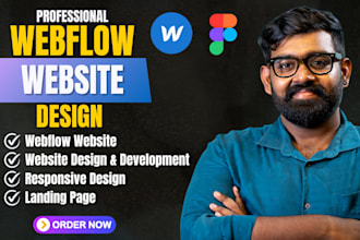 design, develop a professional webflow website design, responsive landing page