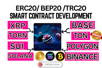 create customized erc20 bep20 trc20 sui token solana smart contract development