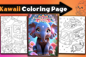 create kawaii coloring book pages for kids and adults