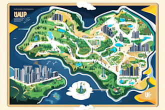 draw custom vector map infographic illustration