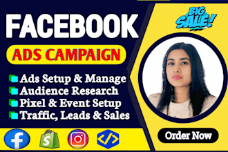 be your facebook ads campaign manager run fb and ig advertising for sales, leads