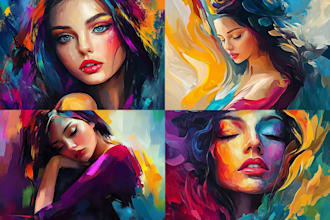 draw abstract art colorful digital oil painting portrait for you