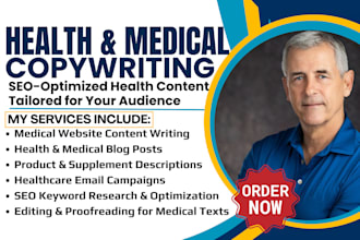 research copywriting health and fitness, medical articles, clinical, website SEO