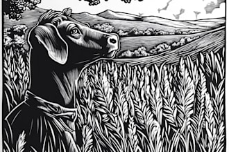 draw high quality illustration in linocut style