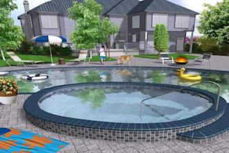 create your front yard, backyard, garden, swimming pool and landscape design