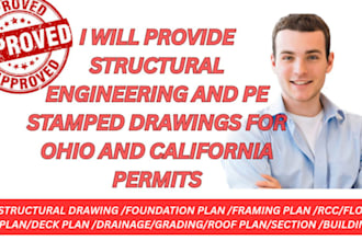 do pe stamped structural drawings for permit approval in ohio and california