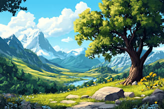 draw professional vector landscape illustration
