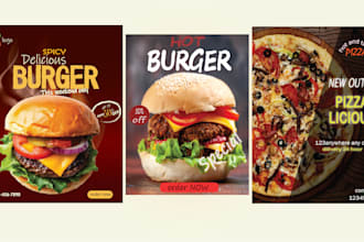 design a creative restaurant  menu food posters