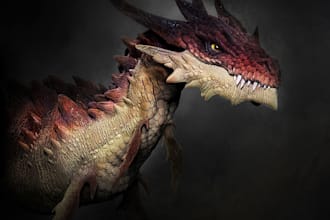 create realistic creature modelling, scuplting and texturing