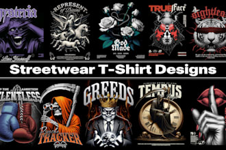 do custom streetwear t shirt design, modern and vintage t shirt illustration