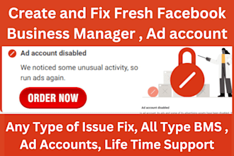 quickly set up or fix your facebook bm ad account or immortal bm in 1hr