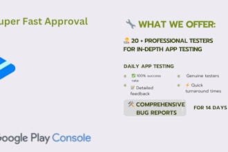 provide 20 testers for google play app pre release close testing