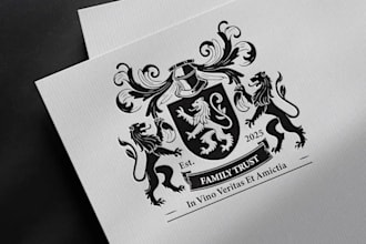 do vintage family crest coat of arms heraldic emblem and school logo design