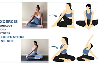 draw people exercise, yoga, workout, fitness, illustration