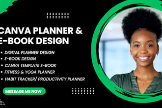 editable canva template ebooks, meal, fitness, monthly yearly planner design