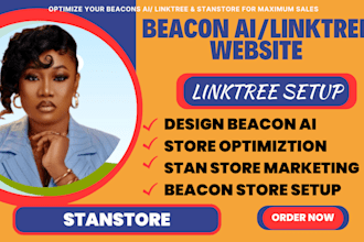 beacon ai website, linktree, stan store marketing, beacon store design, payhip
