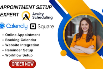 setup acquity scheduling, square, vagaro, calendly, dubsado, squarespace website