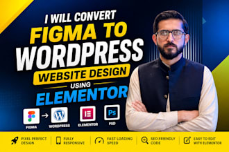 convert figma to wordpress website,  do website development figma to elementor