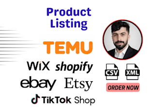 bulk upload add import products on temu shopify wix ebay tiktok ecwid etsy shein