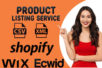 bulk add upload products or import csv XML file on shopify, ecwid, wix